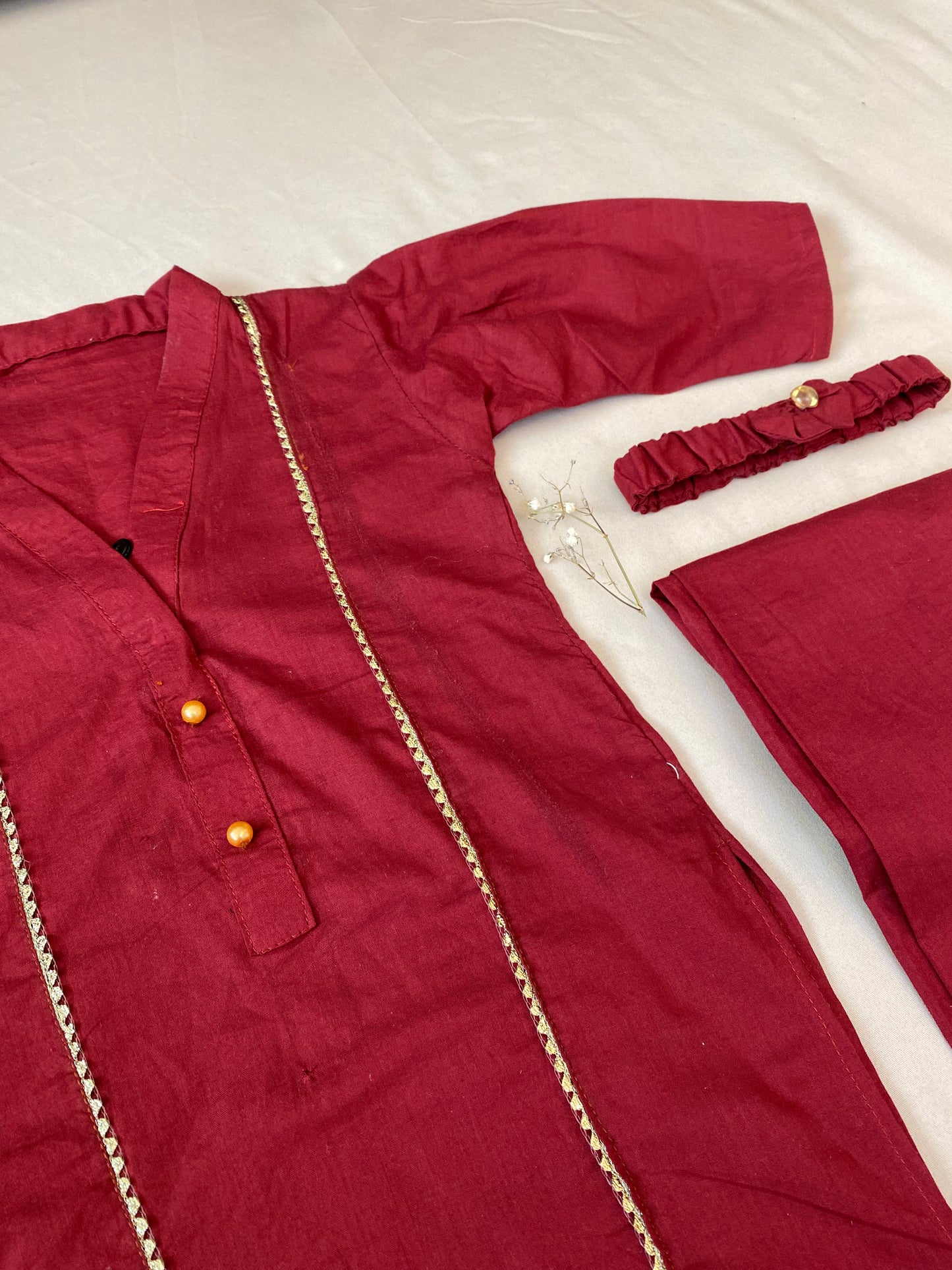 Maroon with Gold lace