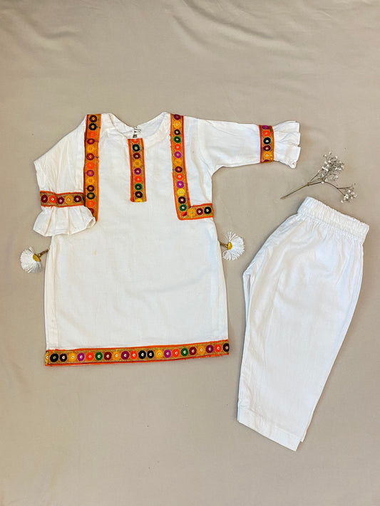 White with Multicolor lace