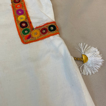White with Multicolor lace