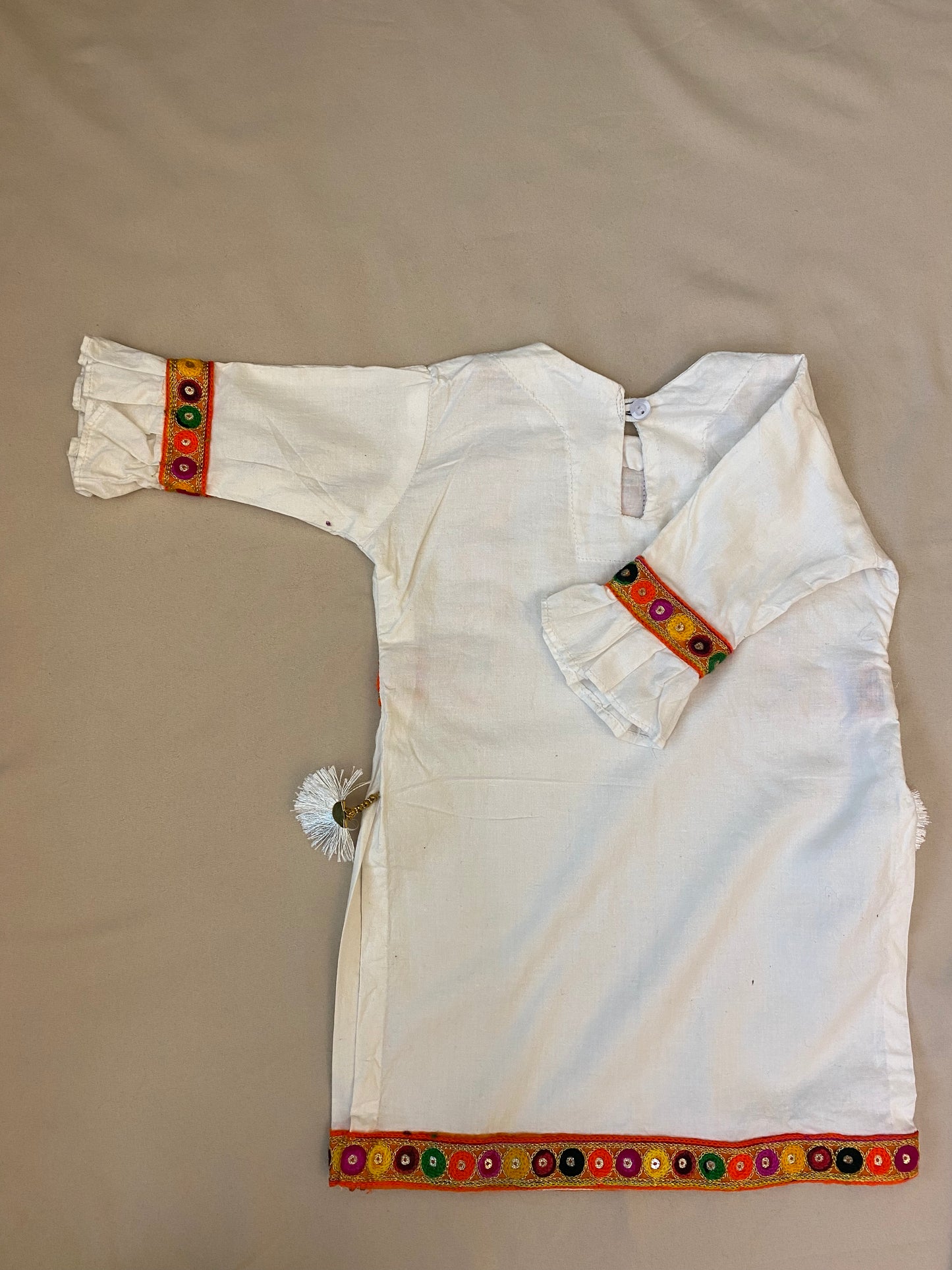 White with Multicolor lace