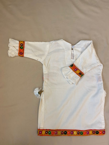 White with Multicolor lace