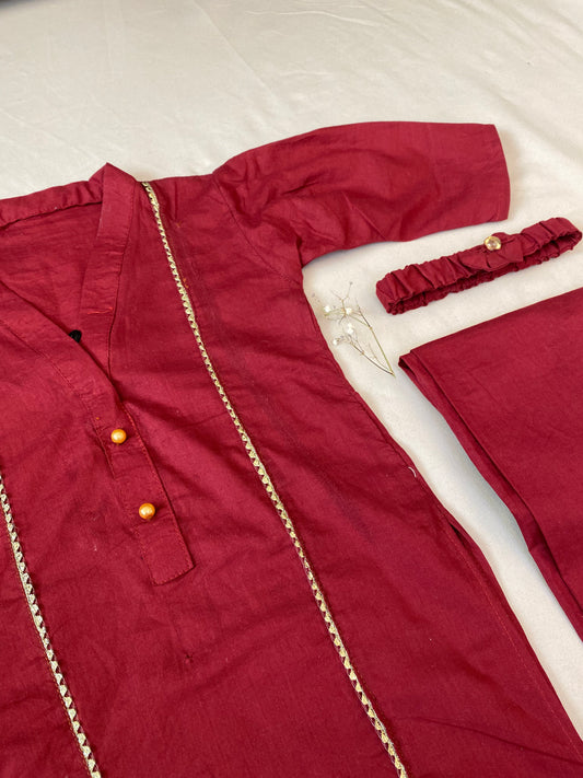 Maroon with Gold lace