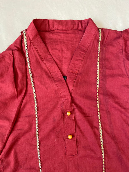 Maroon with Gold lace
