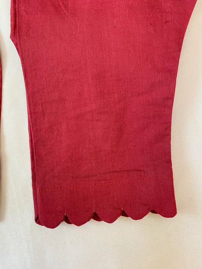 Maroon with Gold lace