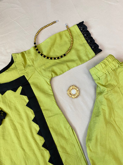 Green with Black lace