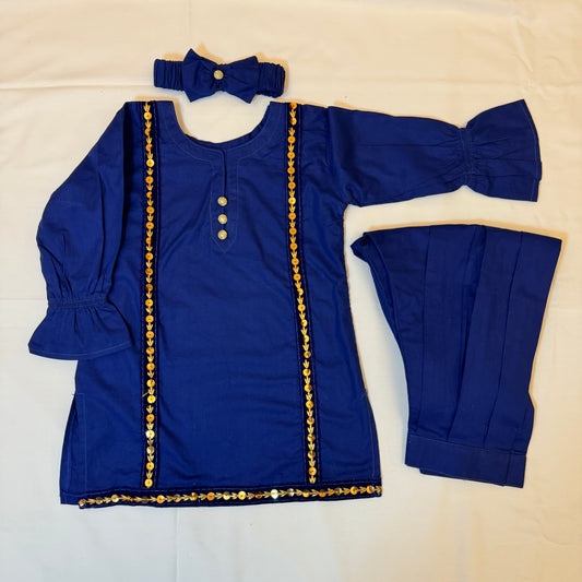 Blue with Gold lace